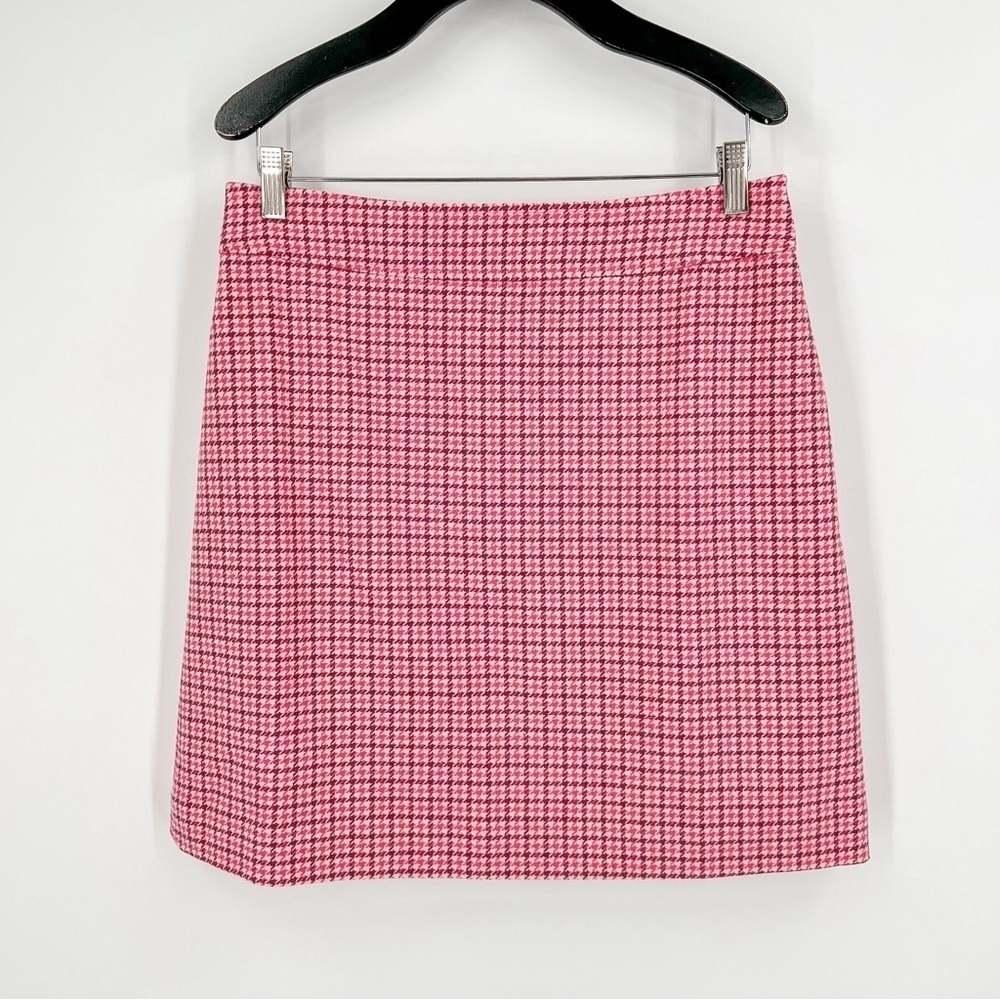 J.Crew Pink Houndstooth Mini Skirt
